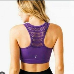 Zyia Bomber Active Crochet Lace Mesh Racerback Bra .Purple. Size S